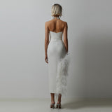 Women Dress Socialite Ostrich Feather Evening Dress