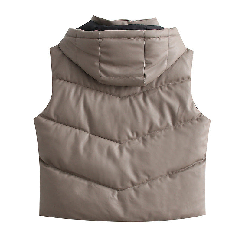 Women Cotton Coat Imitation Leather Vest