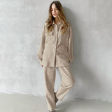 Women Co-Ords Fall and Winter Lapels Casual Woolen Plaid