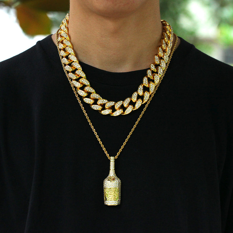 Jewelry Design Wine Bottle Pendant Fashion Copper with Zircon Jesus Pieces Far East