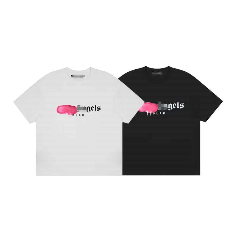 Palm Angle T Shirts Splash Paint Letter Printing Loose Couple