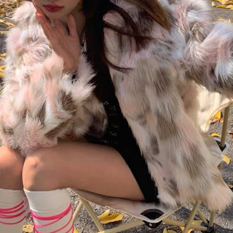 Women Fur Jacket Fox Fur Fleece Jacket