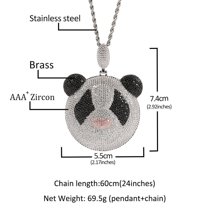 Jewelry ins Silver Diamond Panda Pendant Cartoon Fashion Animal Spectrum