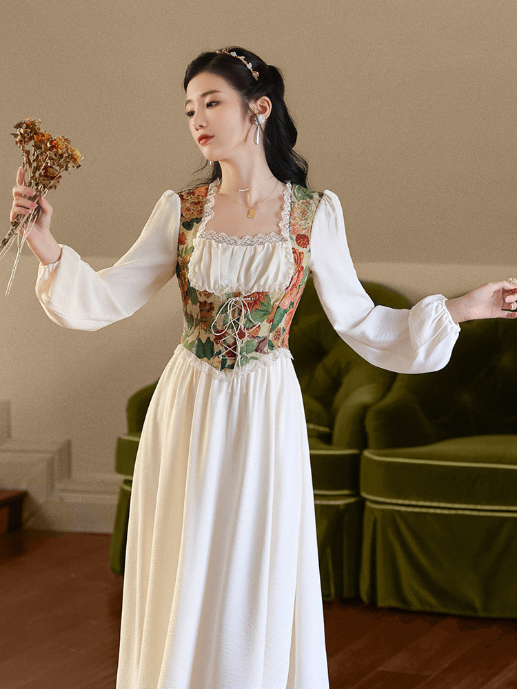 Betty Draper Valentine's Day Dress Spring and Autumn Retro Dress Gentle Flower Skirt Fairy Dress