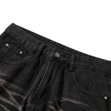 Men Jeans Retro Casual Loose Pleated Texture