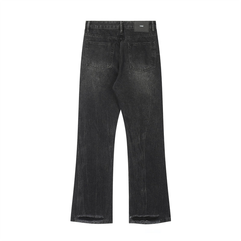Men Jeans Polished White Old Hip Hop Loose