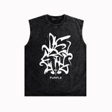 Purple Brand Distressed Tank T Shirts Distressed Sleeveless T-shirt Vest