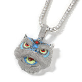 Jewelry Vintage Creative Lion Dance Hip Hop Copper Inlaid Zircon Colored Lion Head Necklace Far East Spectrum Animal St. Valentine's