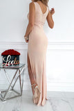 Women Dress Pure Color Split Temperament Dress