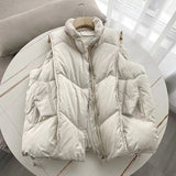 Women Vest Women Winter Casual Stand Collar Loose