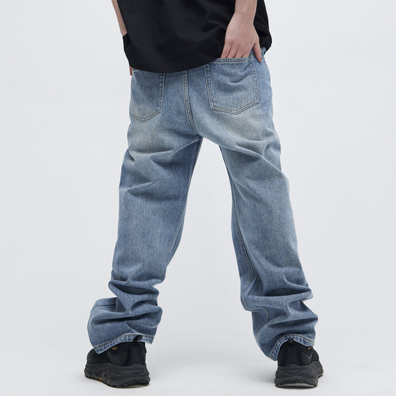 Men Jeans Vintage Distressed Loose Leisure All-Matching