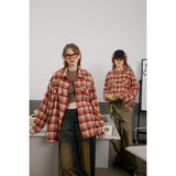 Unisex Shirt Retro Loose Long Flannel