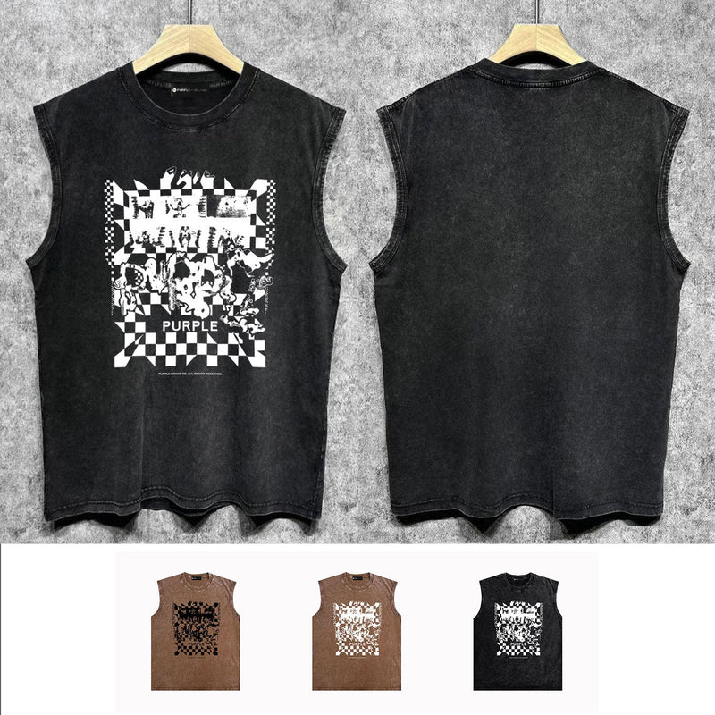 Purple Brand Distressed Tank T Shirts Distressed Sleeveless T-shirt Vest