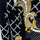 Women Haute Couture Dresses Sequined Diamonds Beaded Gold Velvet