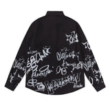 Men Long Sleeved T Shirt Letter Printed Long Sleeve Shirt Men's Casual Loose Lapels Shirt