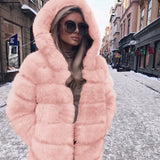 Women Fur Jacket Fashion Push Warm Long-Cut Coat
