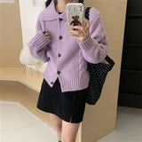 Women Knitted Cardigan College Style Loose Short