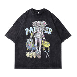Men T-Shirt Cartoon Print Distressed
