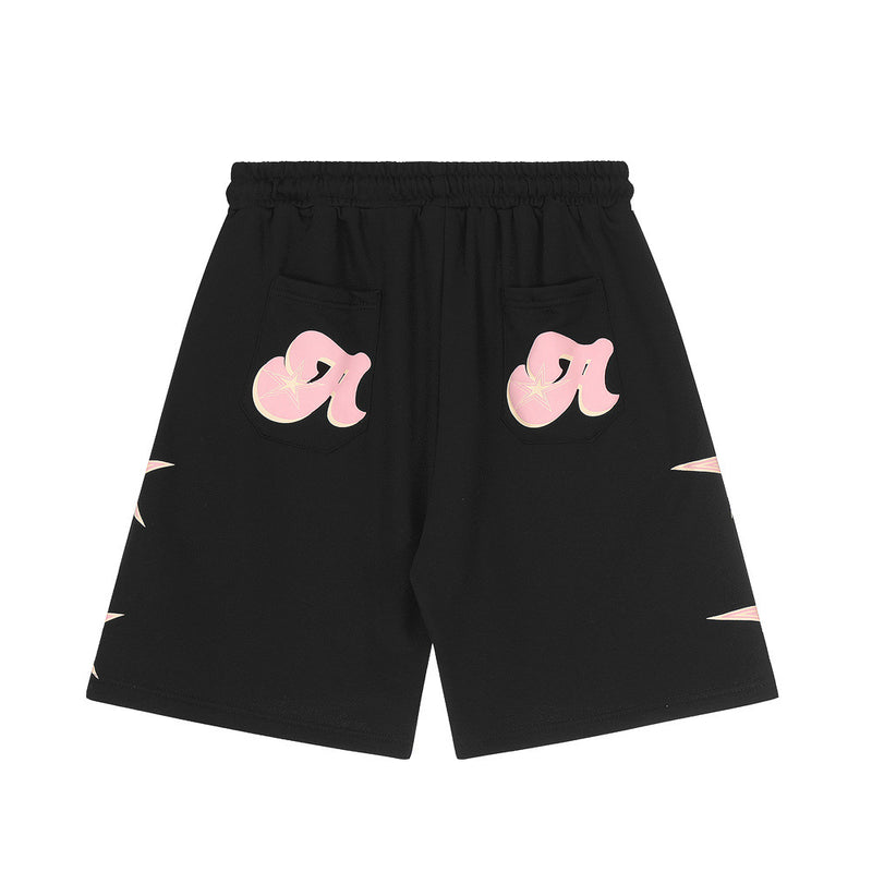 Men Shorts Five-Pointed Star Printed Shorts Loose Elastic Waist Sports