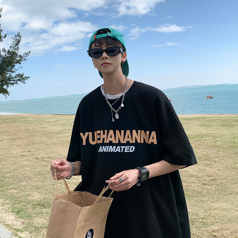 Men T Shirt Anime Print Summer Loose