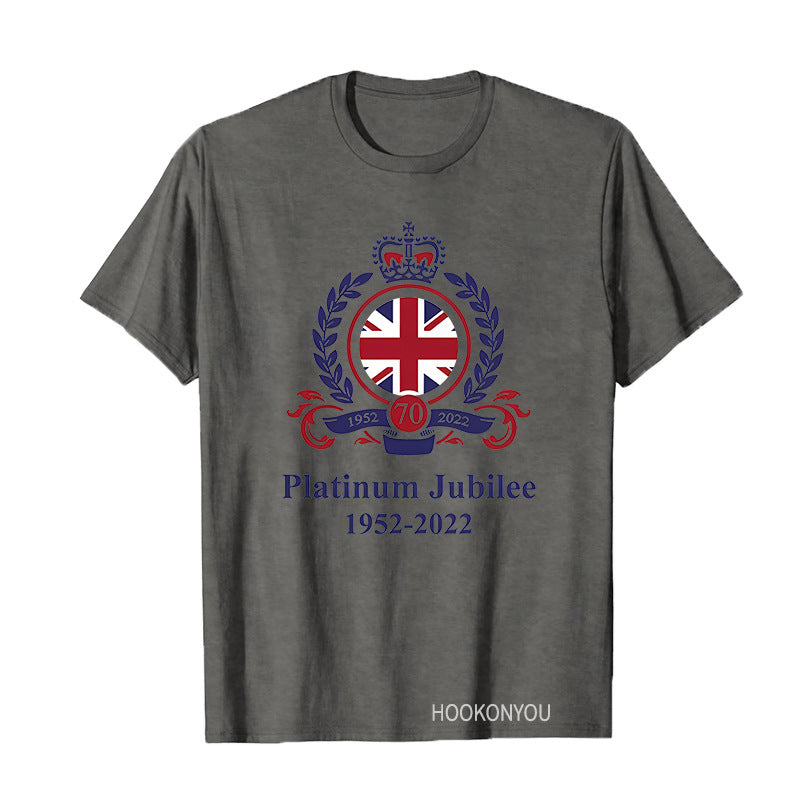 Inspired by Queen's Platinum Jubilee 2022 Elizabeth 70 Years T-shirt Printed round Neck Short Sleeve T-shirt