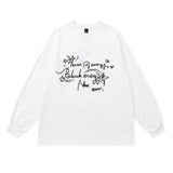 Men Long Sleeve T-Shirt Graffiti Embroidery Loose Base Shirt