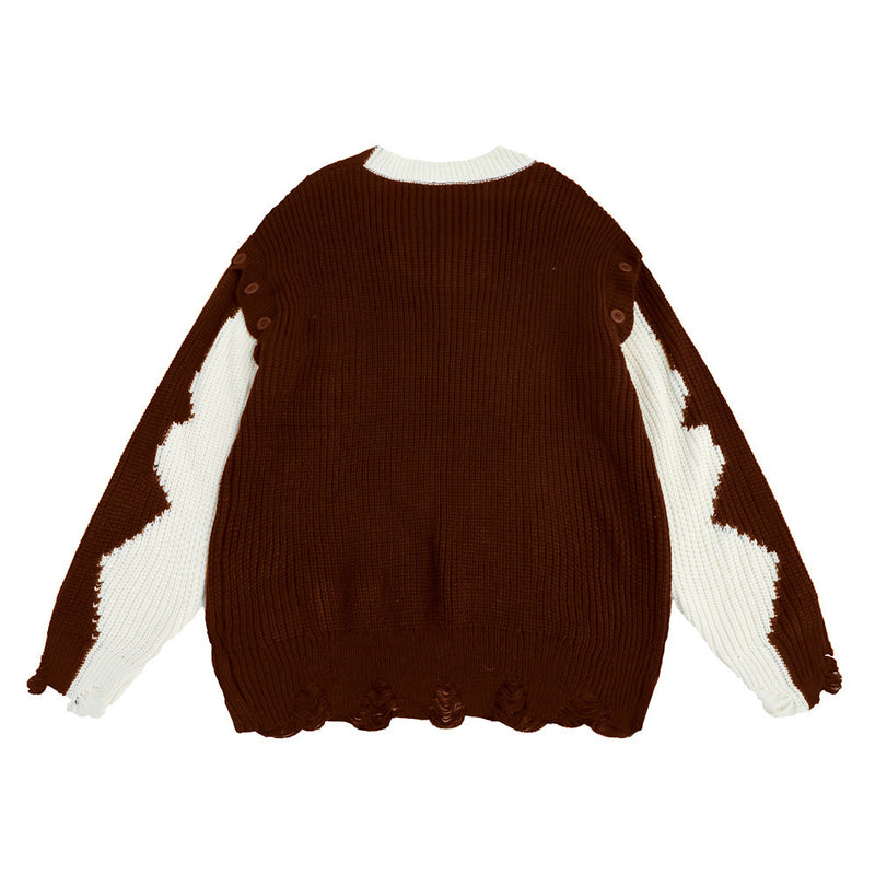 Men Sweater Detachable Two-Way Sweater Irregular Color Block