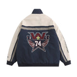 Men Cotton Mixed Jacket Coat Stitching Contrast Color Cotton Coat Jacket Men Winter Cotton Padded Warm Loose Letter Embroidery