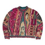 Kapital Sweater Vintage Hida Hehong Contrast Color Retro Ethnic Style Portrait Knitting Crew Neck Pullover Sweater