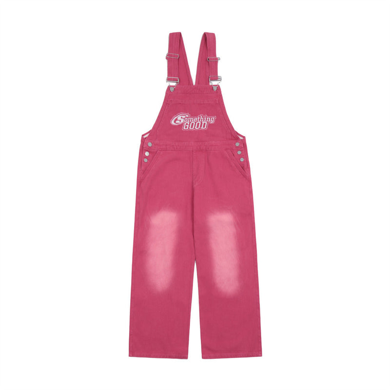 Overalls Men Jumpsuit Letter Embroidered Denim Suspender Pants Menswear Fashion Brand Loose Straight