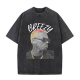 Rapper Chris Brown Big Face Graphic Vintage Washed T-Shirts