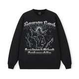 Vintage Hoodie Jesus White Ink Print Vintage Crew Neck Hooded Sweater Fall/Winter