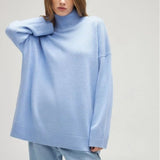 Women Work Business Casual Sweats Knitted High Collar Loose Winter Sweater