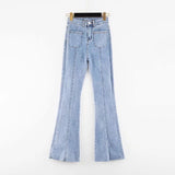 Women Jeans Autumn Stitching Bell-Bottom Pants