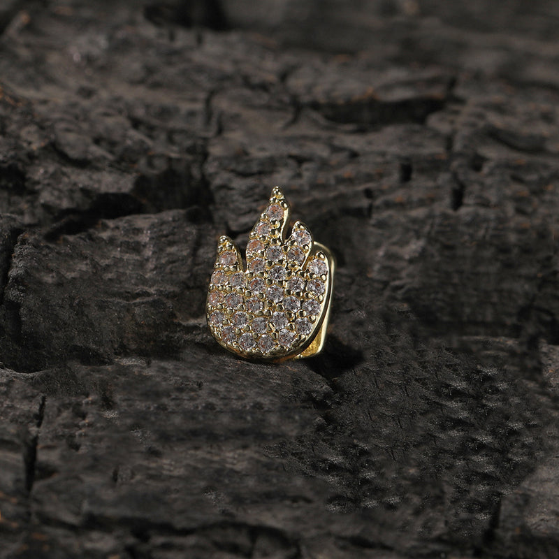 Grillz Single Flame with Diamond Teeth Hip Hop Rap Spectrum