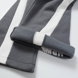 Cargo Pants Color Block Large Pocket Fleece Cotton Pants