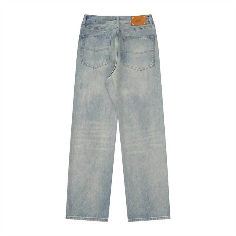 Men Jeans Bright White Retro Loose Worn
