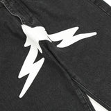 Men Jeans Lightning Five-Pointed Star Print Loose
