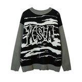 Women Sweater Zebra Pattern Loose Vintage Sweater