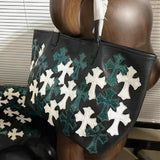 Chh Chrome Heart Leather Bag White Cross Leather