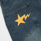 Men Jeans Smiling Face Print Loose