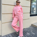 Women Co-Ords Knitted Fleece-Lined Sweater Suit Leisure Sports