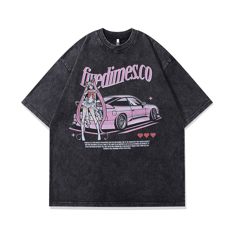 Men T-shirt Retro Street Short Sleeve T-shirt for Men and Women