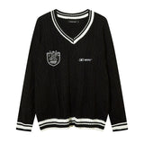 Women Sweater College Style Letter Badge