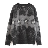 Women Sweater Contrast Color Striped Couple Knitted Top Polo Shirt