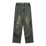 Men Jeans ripped hollow personality loose