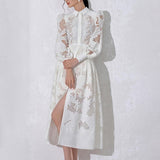 Bohemian Dress Lantern Sleeve Embroidery Hollow out