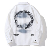 Men Long Sleeved T Shirt Letter Printed Long Sleeve Shirt Men's Spring and Autumn Leisure Loose Outer Shirt