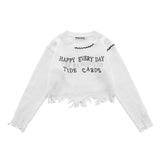 Women Sweater Ripped Knitted Sweater Loose