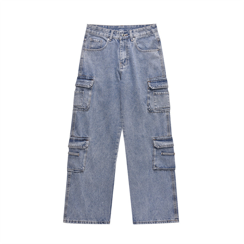 Men Jeans Multi-Pocket Workwear Loose